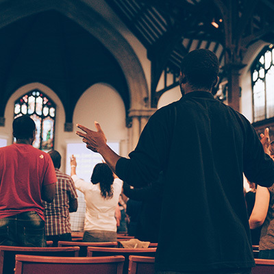 Congregation in church 400x400