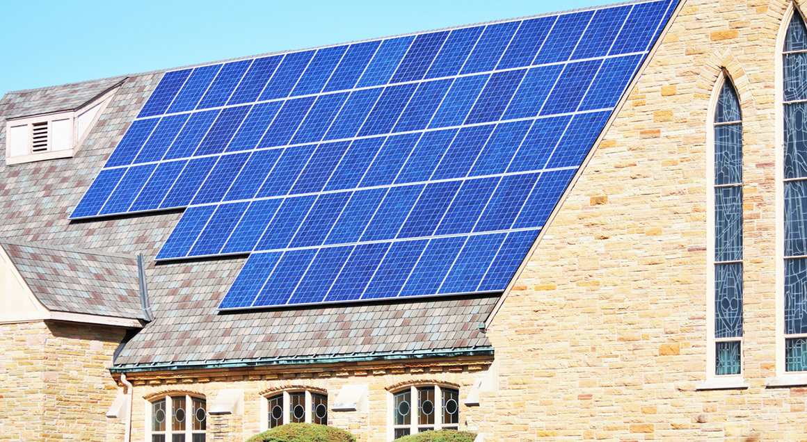 Solar panels on church roof 72px