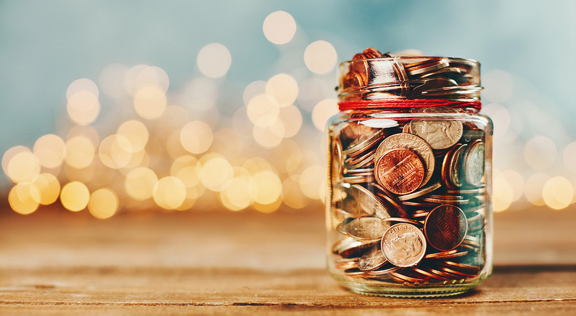 Stock coins in a jar