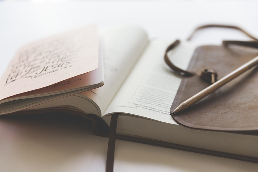 Stock open bible with pen