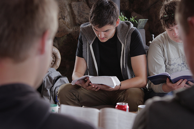 Stock small group reading bibles