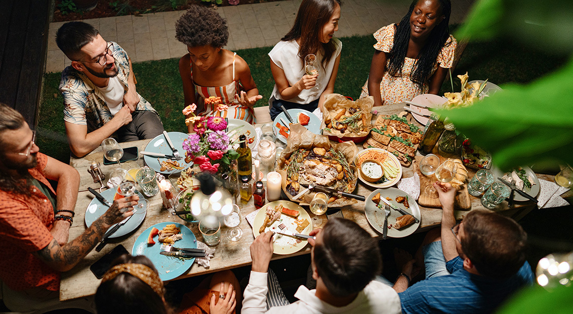 I S Diverse Group Dinner Party